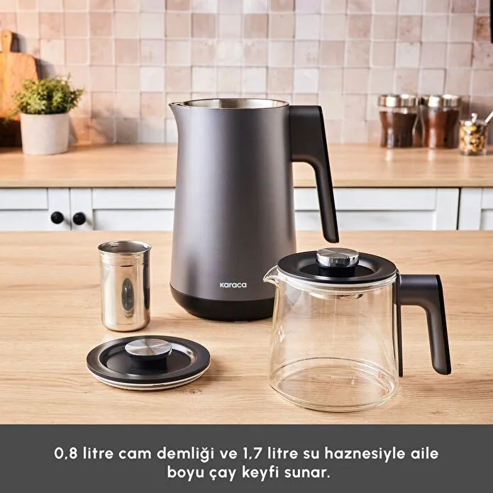 Karaca Cool Touch 1502 Çift Cidarlı Dijital Ekran Çay Makinesi Silver