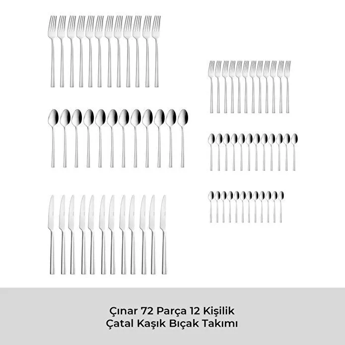 Emsan Çınar 72 Parça 12 Kişilik Kutulu Çatal Kaşık Bıçak Takımı