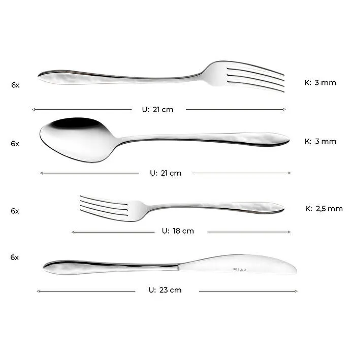 Emsan Akasya 24 Parça Kutulu Çatal Kaşık Bıçak Takımı