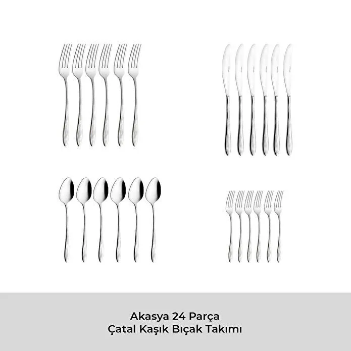 Emsan Akasya 24 Parça Kutulu Çatal Kaşık Bıçak Takımı