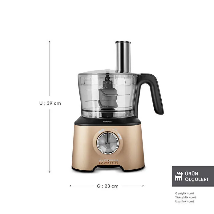 Karaca Mastermaid Power Max 11 in 1 2500w Mutfak Robotu Mineral Gold