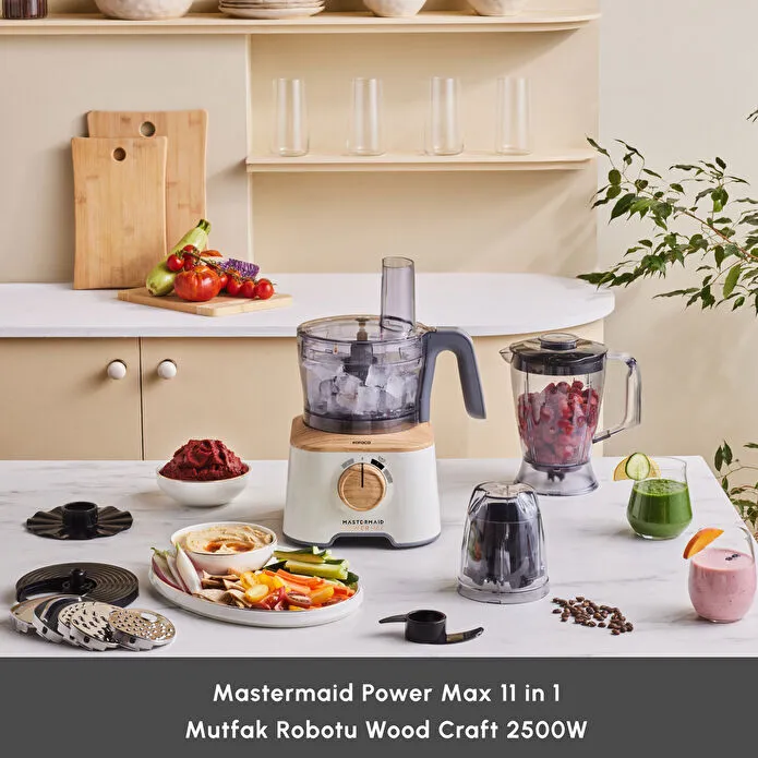 Karaca Mastermaid Power Max 11 in 1 Mutfak Robotu 2500W Wood Craft