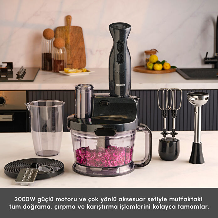 Karaca Mutfak Robotu 2000W Shiny Black