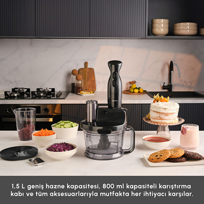 Karaca Mutfak Robotu 2000W Shiny Black
