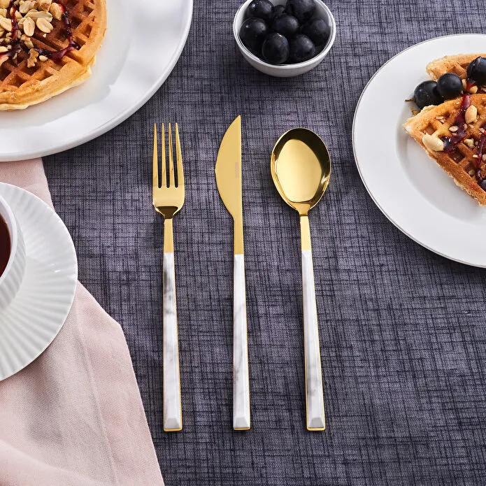 Karaca Arete Gold 6 Kişilik 18 Parça Çatal Kaşık Bıçak Takımı 