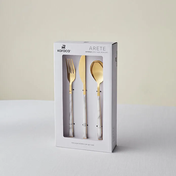 Karaca Arete Gold 6 Kişilik 18 Parça Çatal Kaşık Bıçak Takımı 