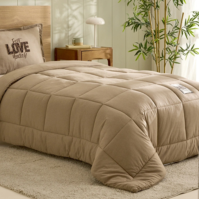 Karaca Home Motto Tek Kişilik Cotton Comfort Set/Uyku Seti Bej