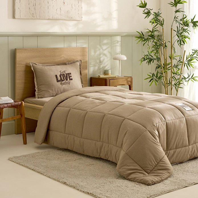 Karaca Home Motto Tek Kişilik Cotton Comfort Set/Uyku Seti Bej