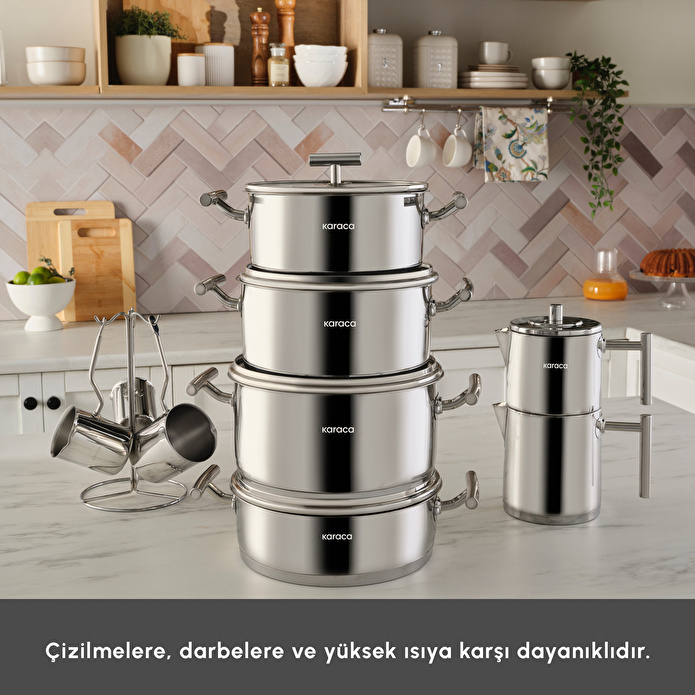 Karaca Platinium 17 Parça İndüksiyon Tabanlı Çelik Çeyiz Seti