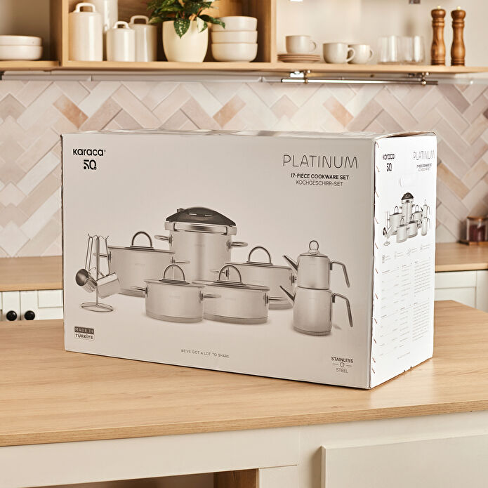 Karaca Platinium 17 Parça İndüksiyon Tabanlı Çelik Çeyiz Seti