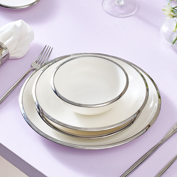 Karaca Stream Bone Ekinoks 53 Parça 12 Kişilik Yemek Takımı Platin