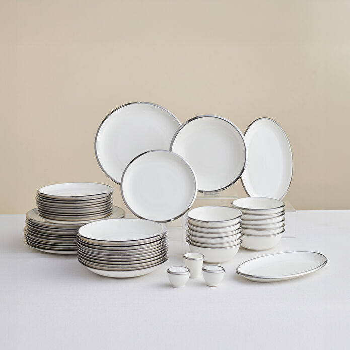 Karaca Stream Bone Ekinoks 53 Parça 12 Kişilik Yemek Takımı Platin