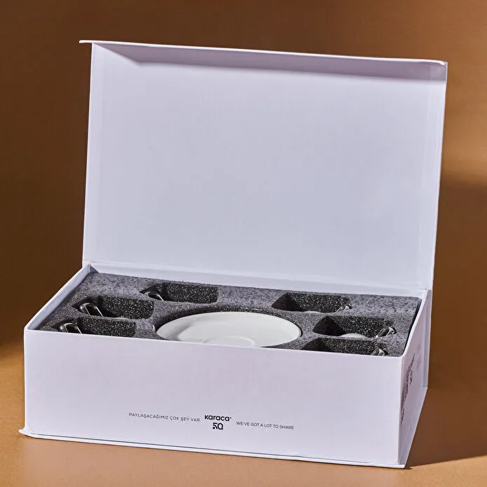 Karaca Streamline Saturn 6 Kişilik Kahve Fincan Takımı 100 ml Platin