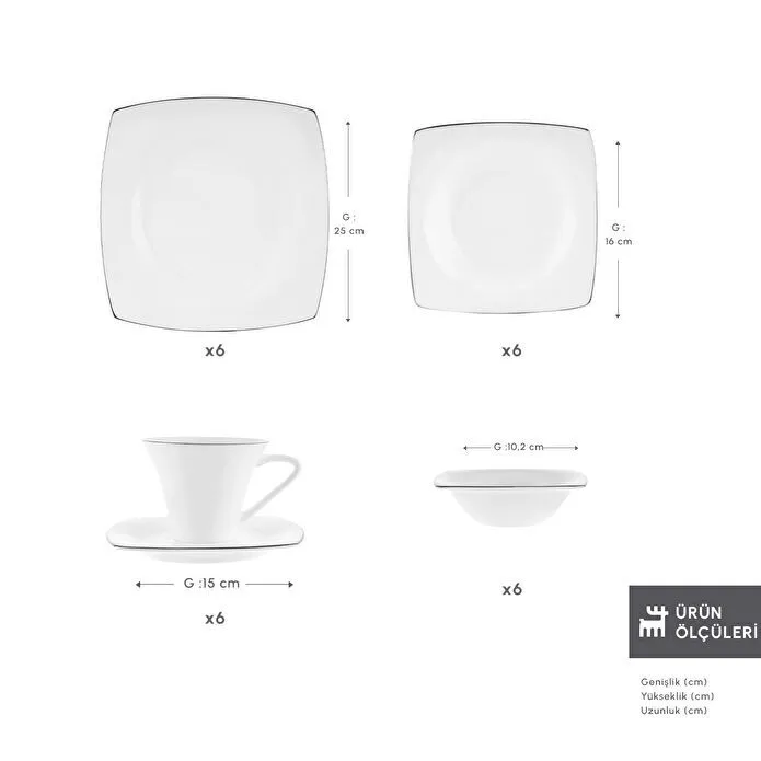 Karaca Fine Pearl Ragusa 26 Parça 6 Kişilik İnci Kahvaltı/Servis Takımı Platin