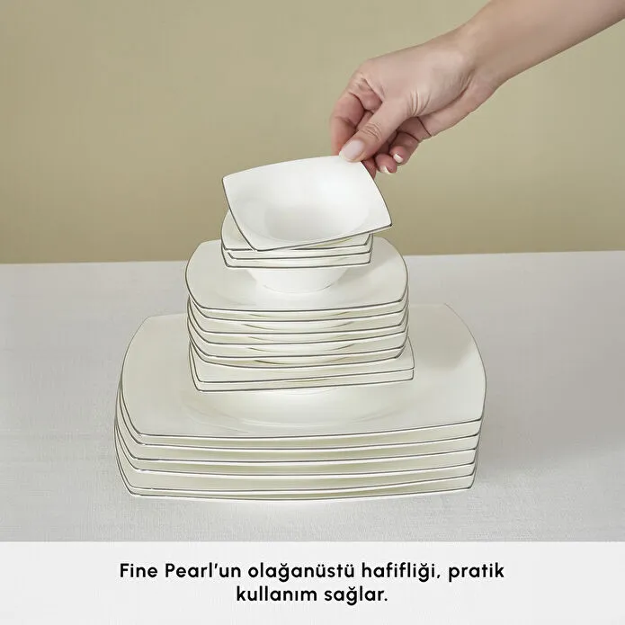 Karaca Fine Pearl Ragusa 26 Parça 6 Kişilik İnci Kahvaltı/Servis Takımı Platin