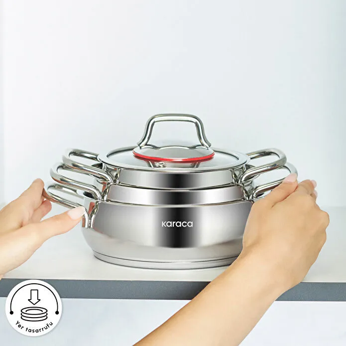 Karaca Emirgan İndüksiyon Tabanlı 6 Parça Çelik Sahan Set