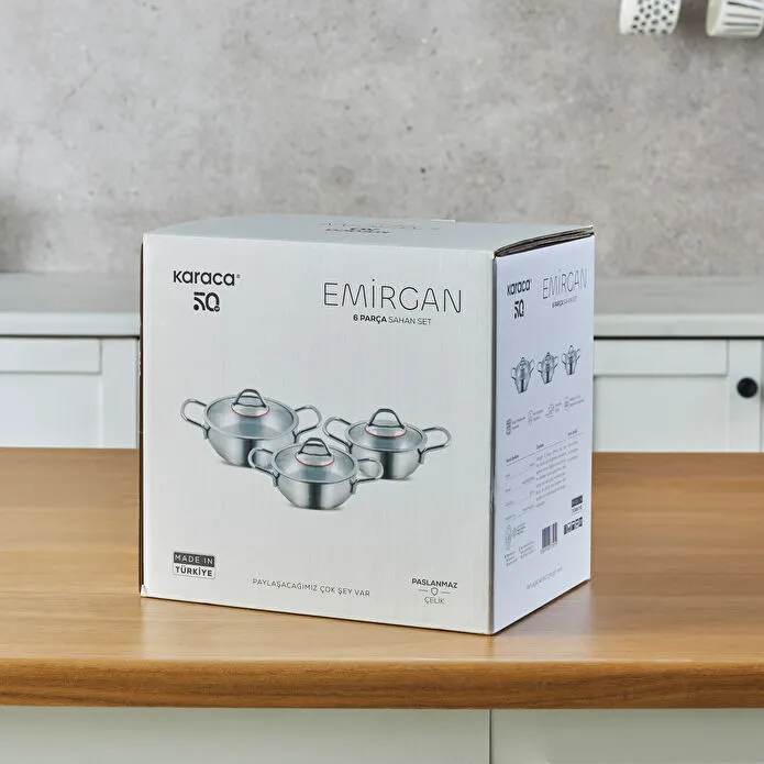 Karaca Emirgan İndüksiyon Tabanlı 6 Parça Çelik Sahan Set