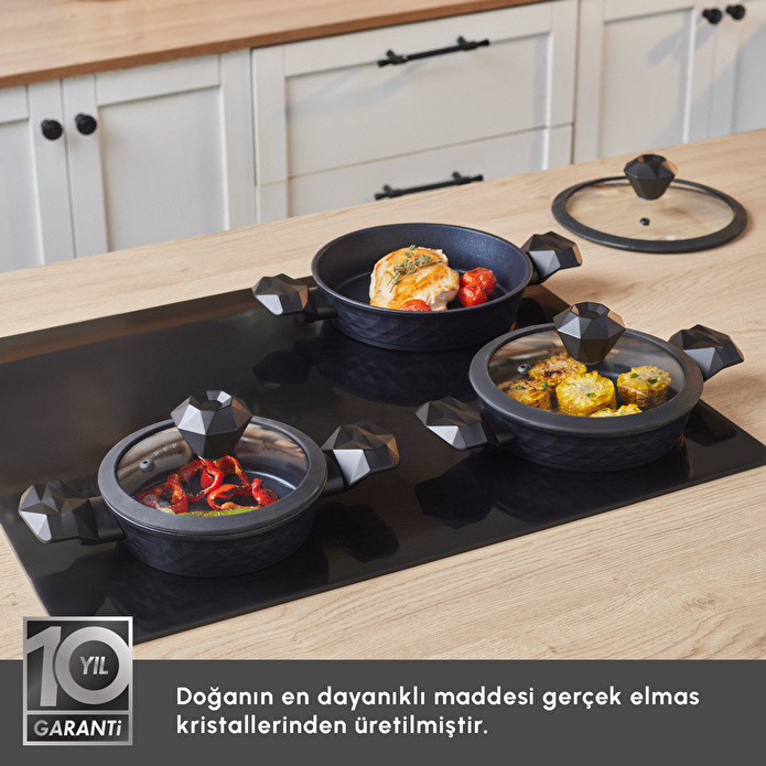 Karaca Biodiamond Antibakteriyel Kulp İndüksiyon Tabanlı 6 Parça Sahan Seti