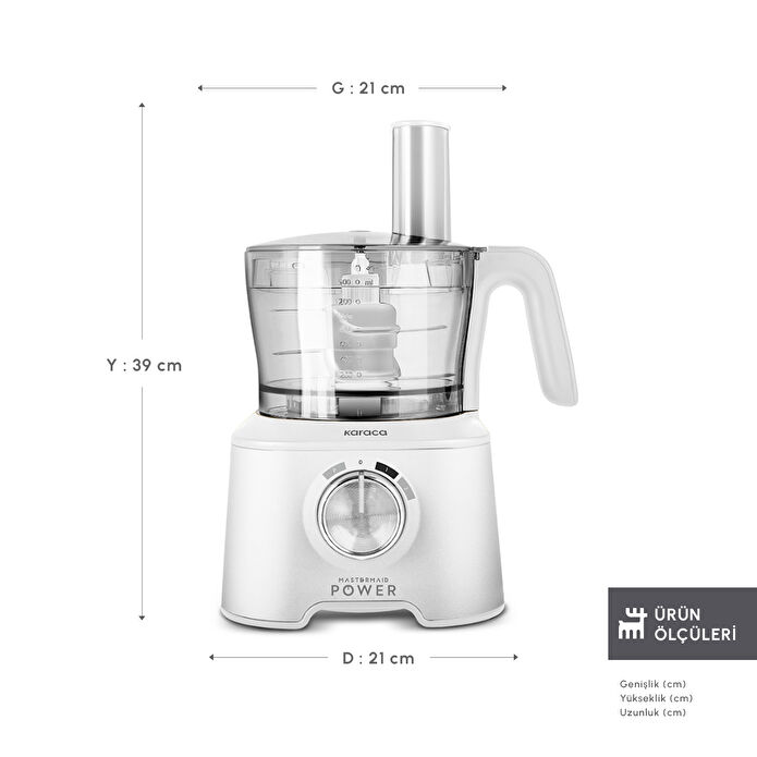 Mastermaid Power Multifunctional 10 in 1 Mutfak Robotu Matte White 2000W