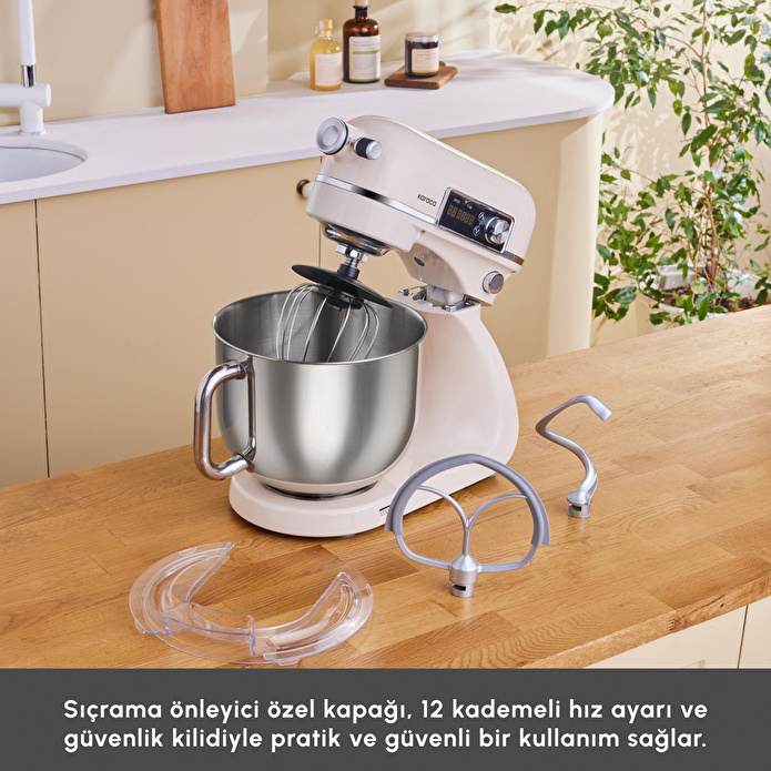 Karaca Maestro Artisan Hamur Yoğurma Makinesi Ultra Sessiz 6 Litre Krem