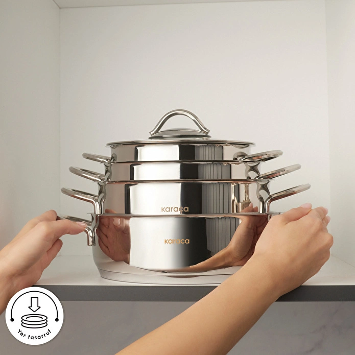 Karaca Powersteel Sakura 316+ İndüksiyon Tabanlı 8 Parça Çelik Tencere Seti