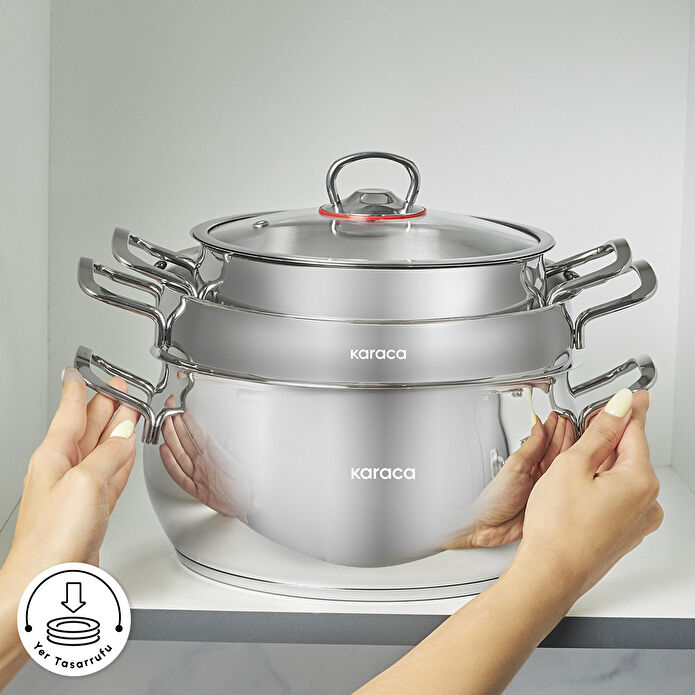 Karaca Pişir Sakla V2 İndüksiyon Tabanlı 13 Parça Çelik Tencere Seti