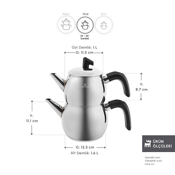 Karaca Belinay İndüksiyon Tabanlı Midi Siyah Çaydanlık Takımı