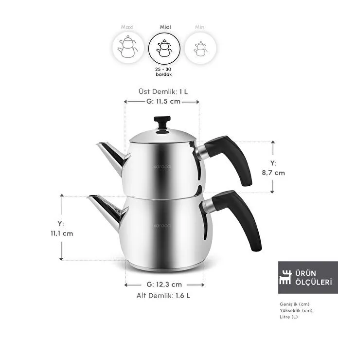 Karaca Belinay İndüksiyon Tabanlı Midi Rose Çaydanlık Takımı