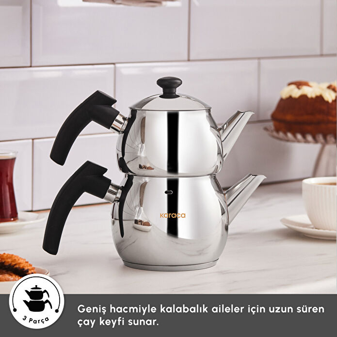 Karaca Adelya İndüksiyon Tabanlı Mini Boy Siyah Çaydanlık Takımı