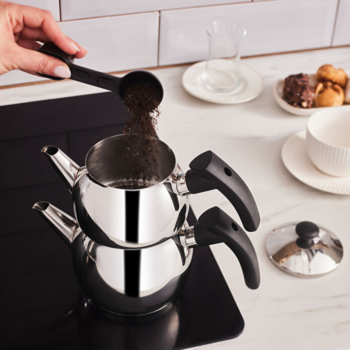 Karaca Adelya İndüksiyon Tabanlı Mini Boy Siyah Çaydanlık Takımı