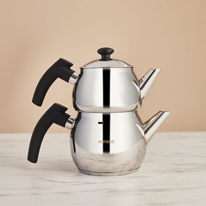 Karaca Adelya İndüksiyon Tabanlı Mini Boy Siyah Çaydanlık Takımı