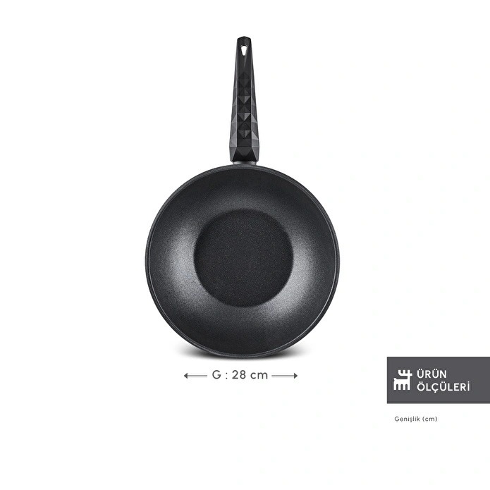 Karaca Biodiamond Antibakteriyel Kulp Wok Tava 28 Cm