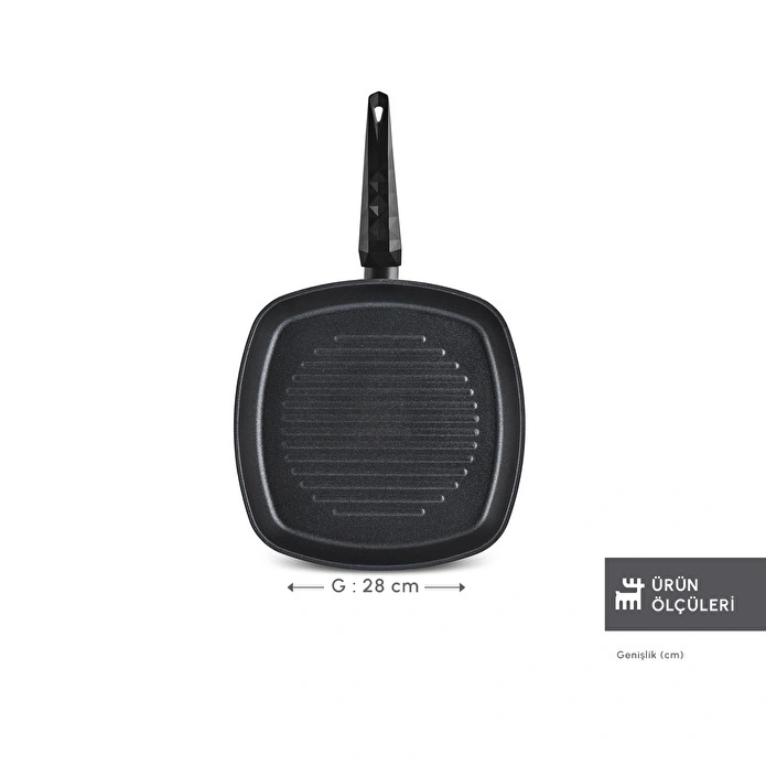 Karaca Biodiamond Antibakteriyel Kulp Grill Tava 28 Cm