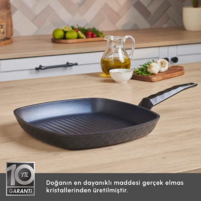 Karaca Biodiamond Antibakteriyel Kulp Grill Tava 28 Cm