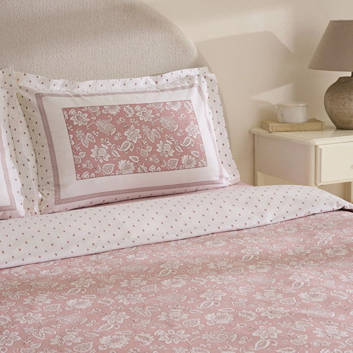Karaca Home Celerina Pembe %100 Pamuk Çift Kişilik Fitted Nevresim Takımı