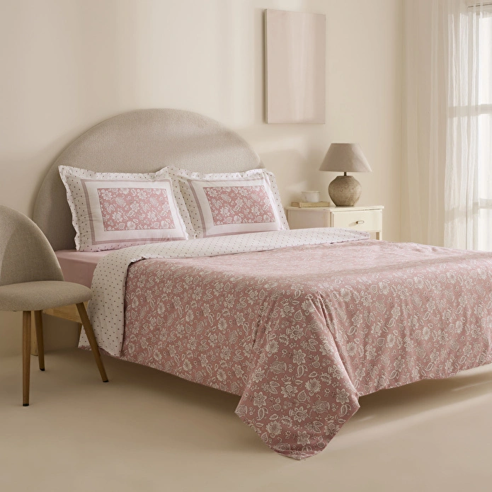 Karaca Home Celerina Pembe %100 Pamuk Çift Kişilik Fitted Nevresim Takımı