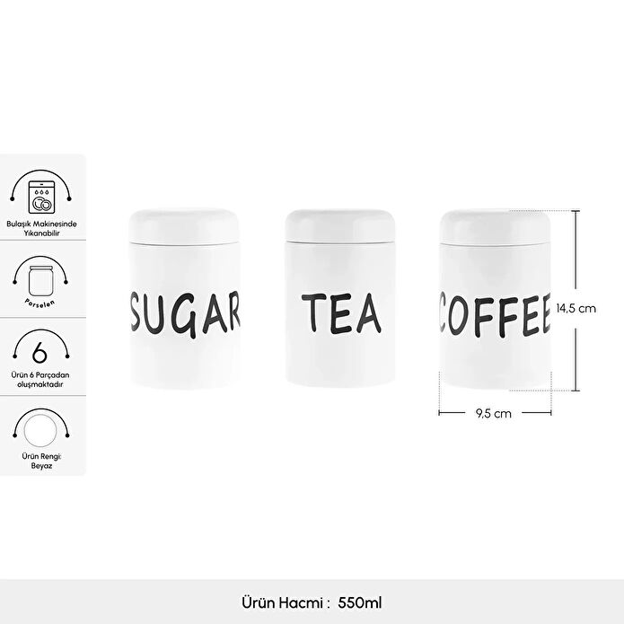 Karaca Elena Stream 3'lü Büyük Baharat Takımı Beyaz