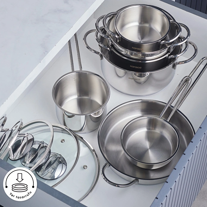 Karaca Ada İndüksiyon Tabanlı 12 Parça Çelik Tencere Seti