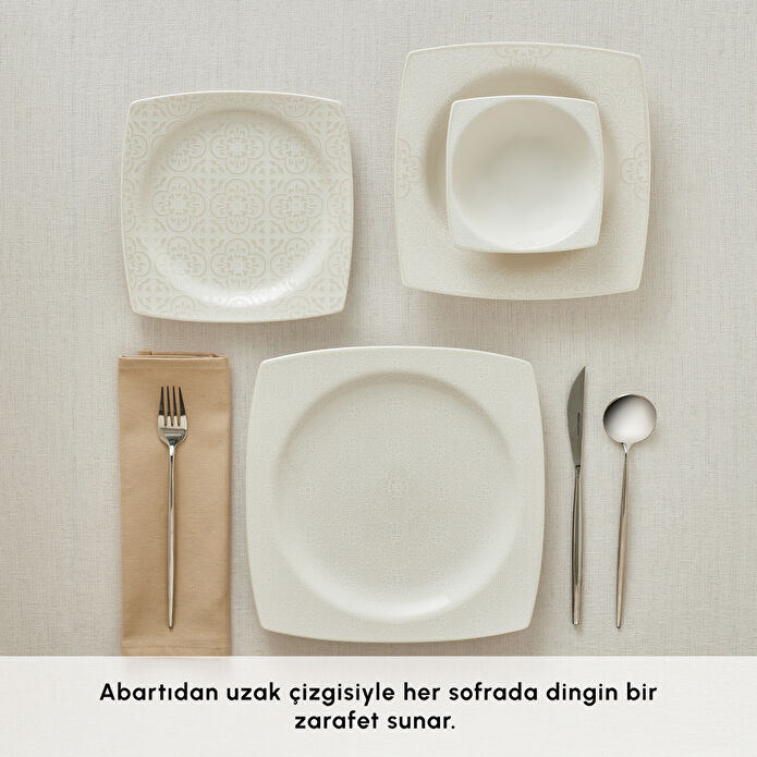 Karaca Square Bone Royal Lace 24 Parça 6 Kişilik Yemek Takımı