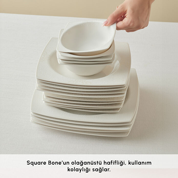 Karaca Square Bone Royal Lace 24 Parça 6 Kişilik Yemek Takımı