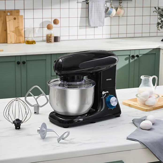 Karaca Multichef Kıyma Çekme /Sucuk-Sosis/İçli Köfte Aparatlı Hamur Yoğurma Makinesi Shiny Black 1900W 5,5L