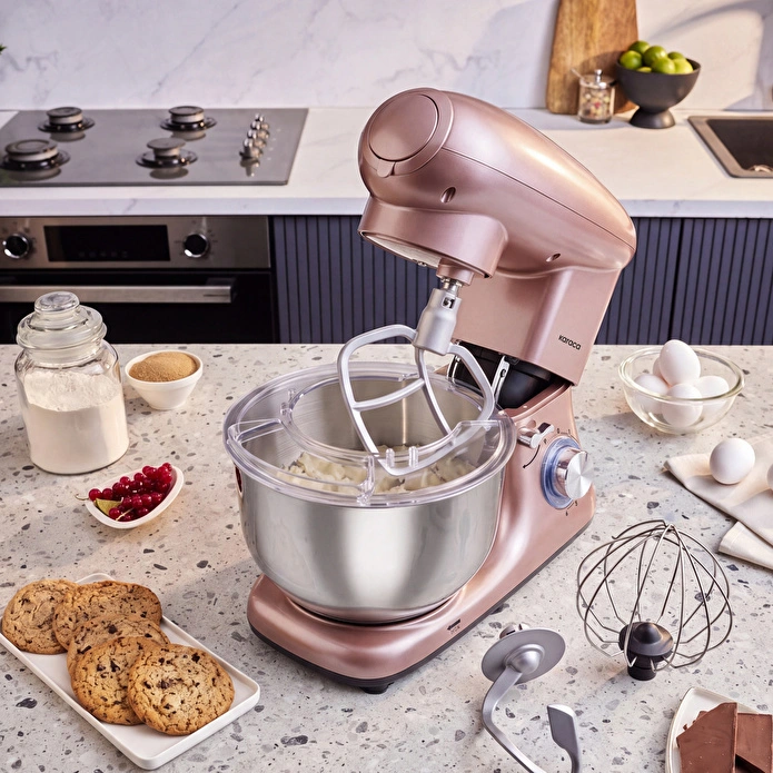 Karaca Multichef Kıyma Çekme /Sucuk-Sosis/İçli Köfte Aparatlı Hamur Yoğurma Makinesi Rosegold 1900W 5,5L
