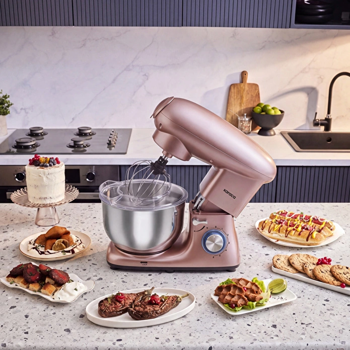 Karaca Multichef Kıyma Çekme /Sucuk-Sosis/İçli Köfte Aparatlı Hamur Yoğurma Makinesi Rosegold 1900W 5,5L