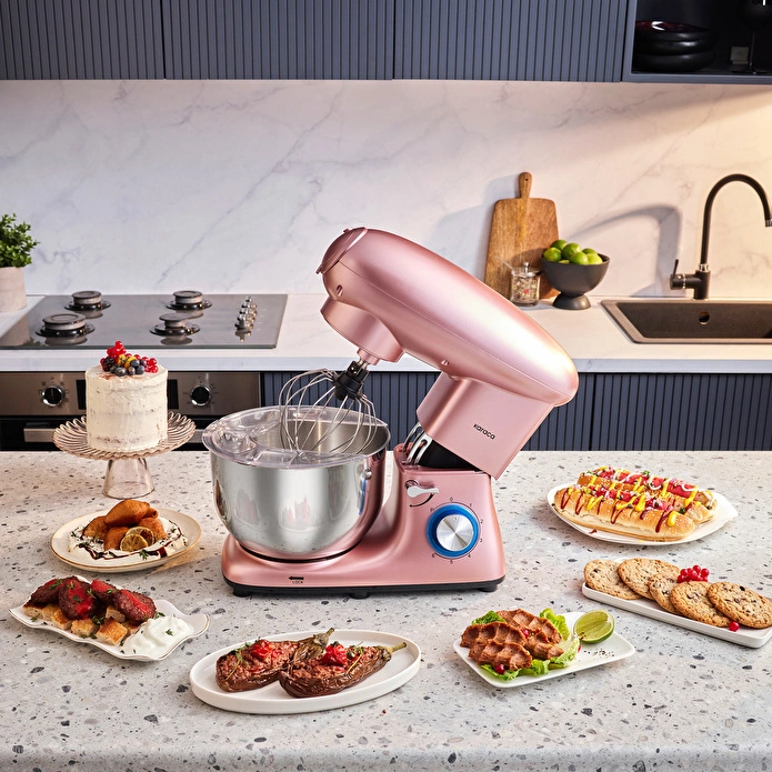 Karaca Multichef Kıyma Çekme /Sucuk-Sosis/İçli Köfte Aparatlı Hamur Yoğurma Makinesi Rosegold 1900W 5,5L