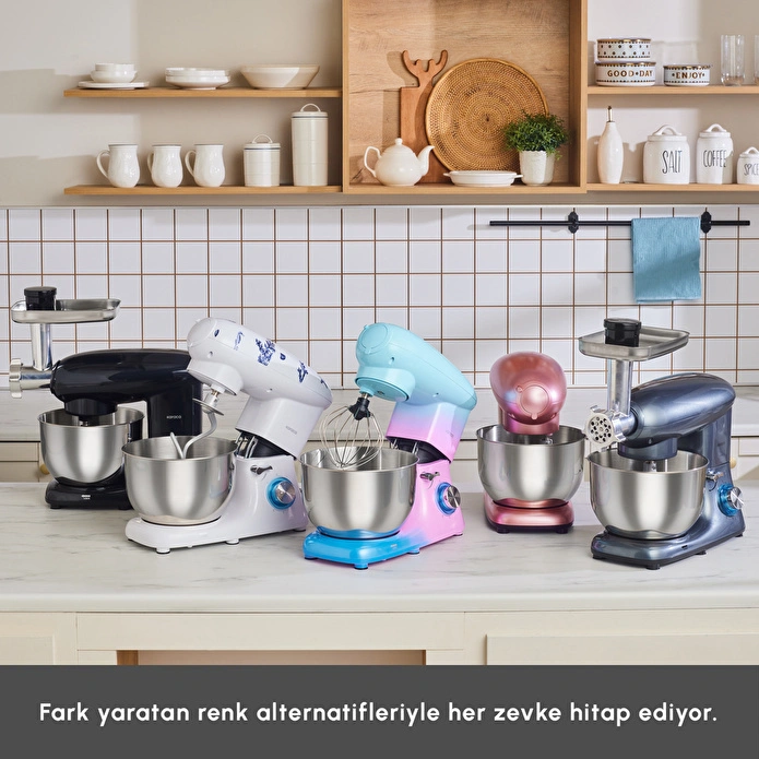 Karaca Multichef Kıyma Çekme /Sucuk-Sosis/İçli Köfte Aparatlı Hamur Yoğurma Makinesi Rosegold 1900W 5,5L