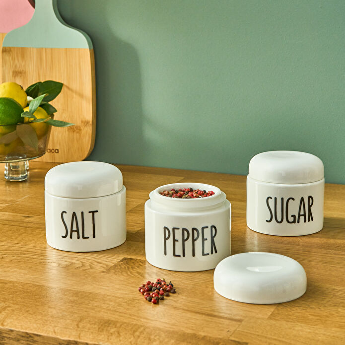 Karaca Elena Stream 3'lü Küçük Baharat Takımı Beyaz