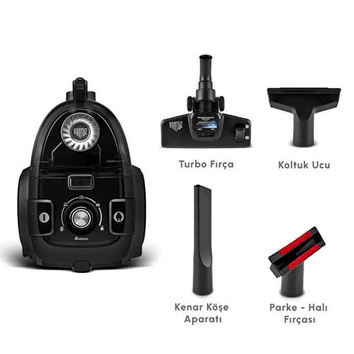 Karaca Vantuz High Force F2 Matte Black Silver Elektrikli Süpürge