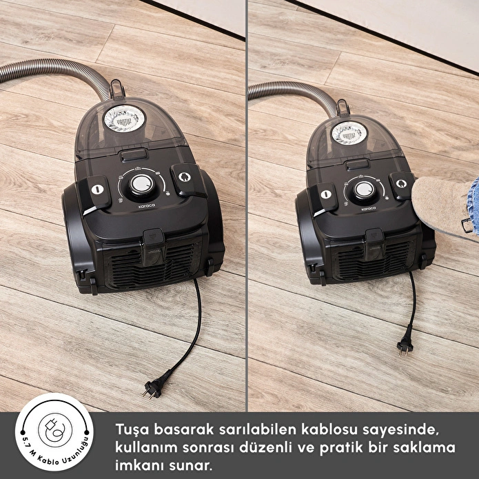 Karaca Vantuz High Force F2 Matte Black Silver Elektrikli Süpürge