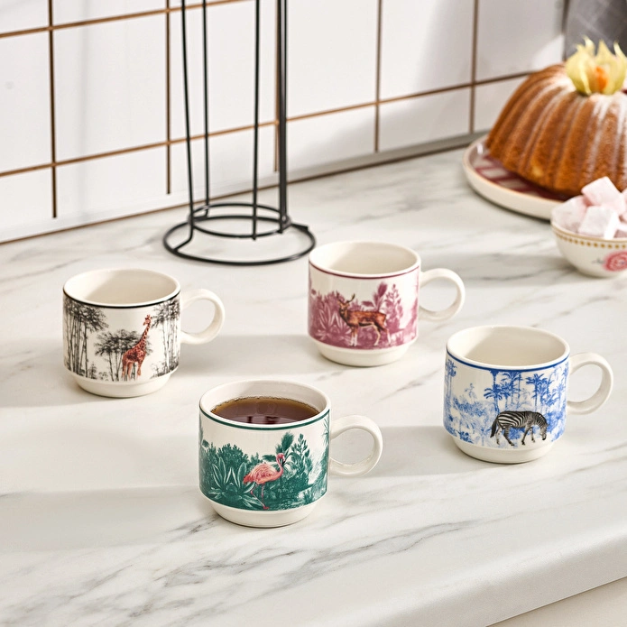 Karaca Jungle 5 Parça Standlı Çay Fincanı Seti 160 ml