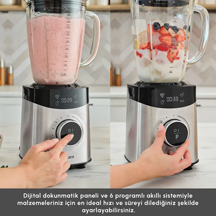 Karaca Dijital Ekran Inox Smoothie Blender Silver 1800W